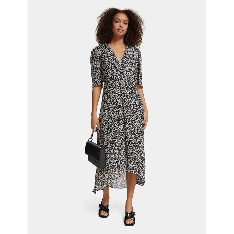 Scotch & Soda Midi Dress With Draped Knot Detail image number 3
